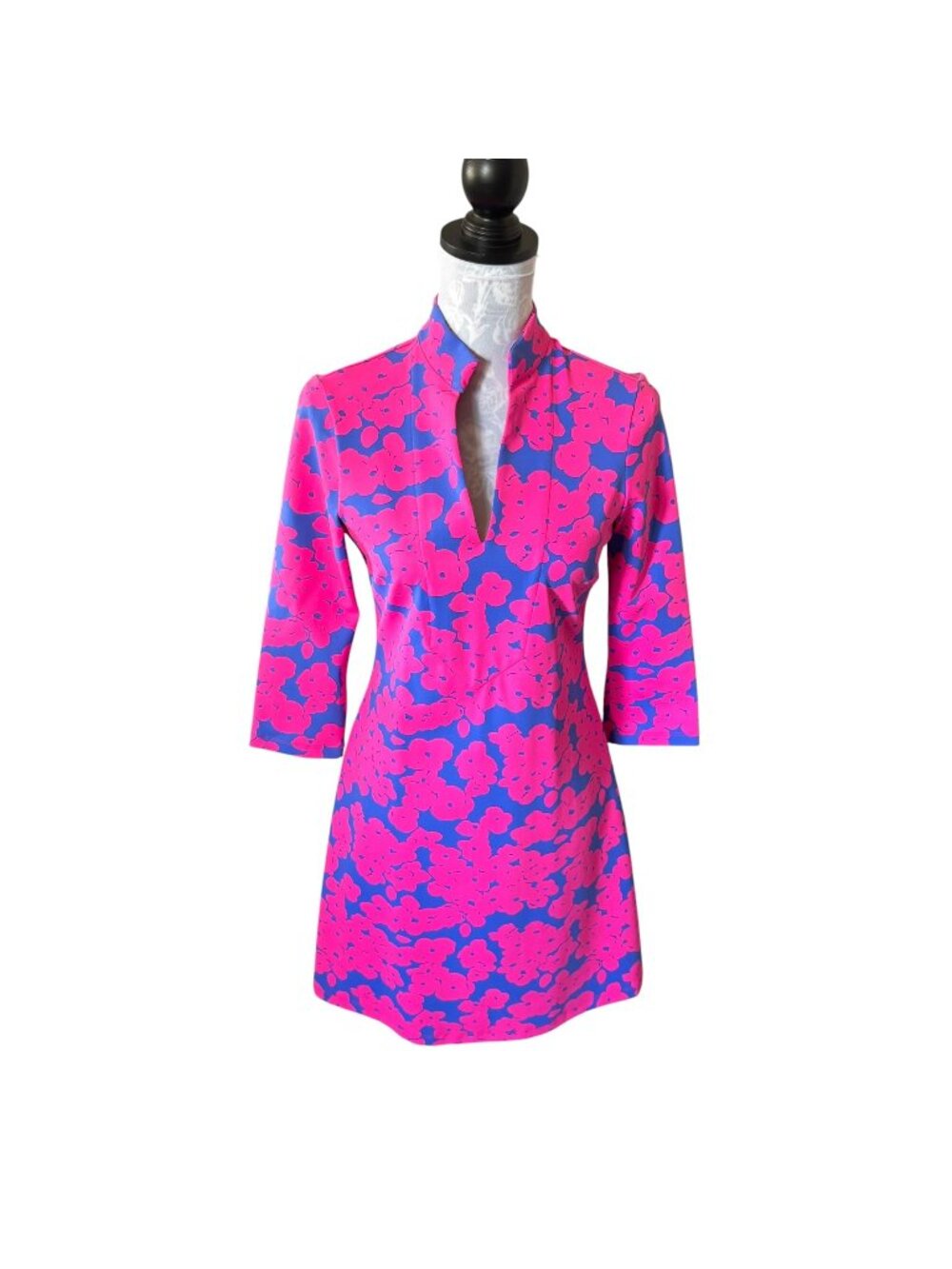 Mahi Gold Charleston Dress Womens Pink Blue XS Mockneck